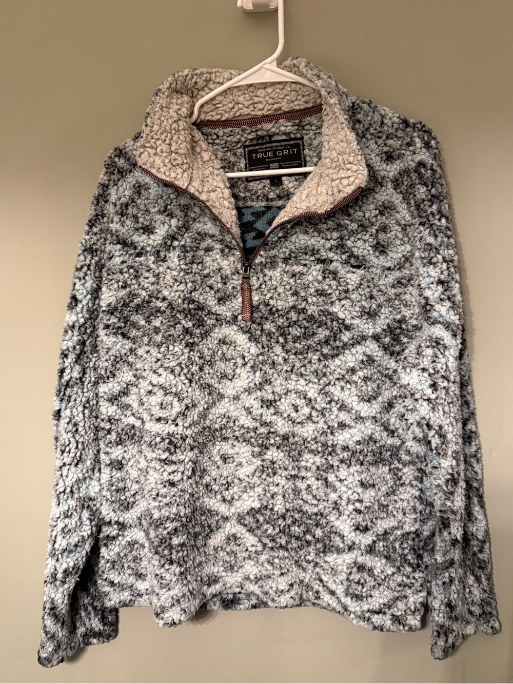 True Grit Frosty Tip 1/4 Zip Sherpa Pullover Fleece - Aztec Blue